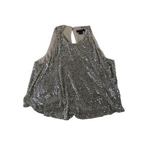 Marciano Silver Sequin Flowy Blouse Size M